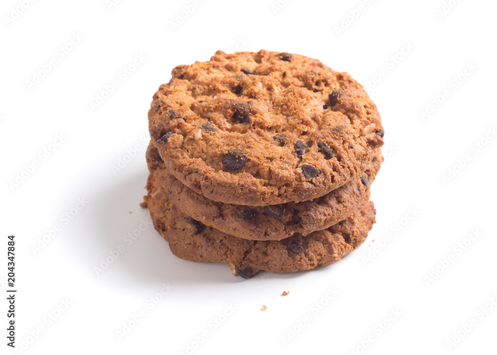 Chocolate chip cookie isolated on white background Chocolate chip cookie isolated on white background