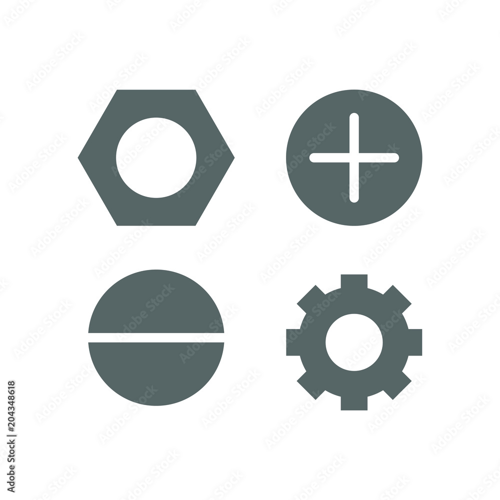 Basic Grey Screw Gear Icon Set Basic Grey Screw Gear Icon Set