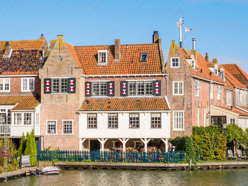 Historic waterfront houses in Enkhuizen, Noord-Holland, Netherlands