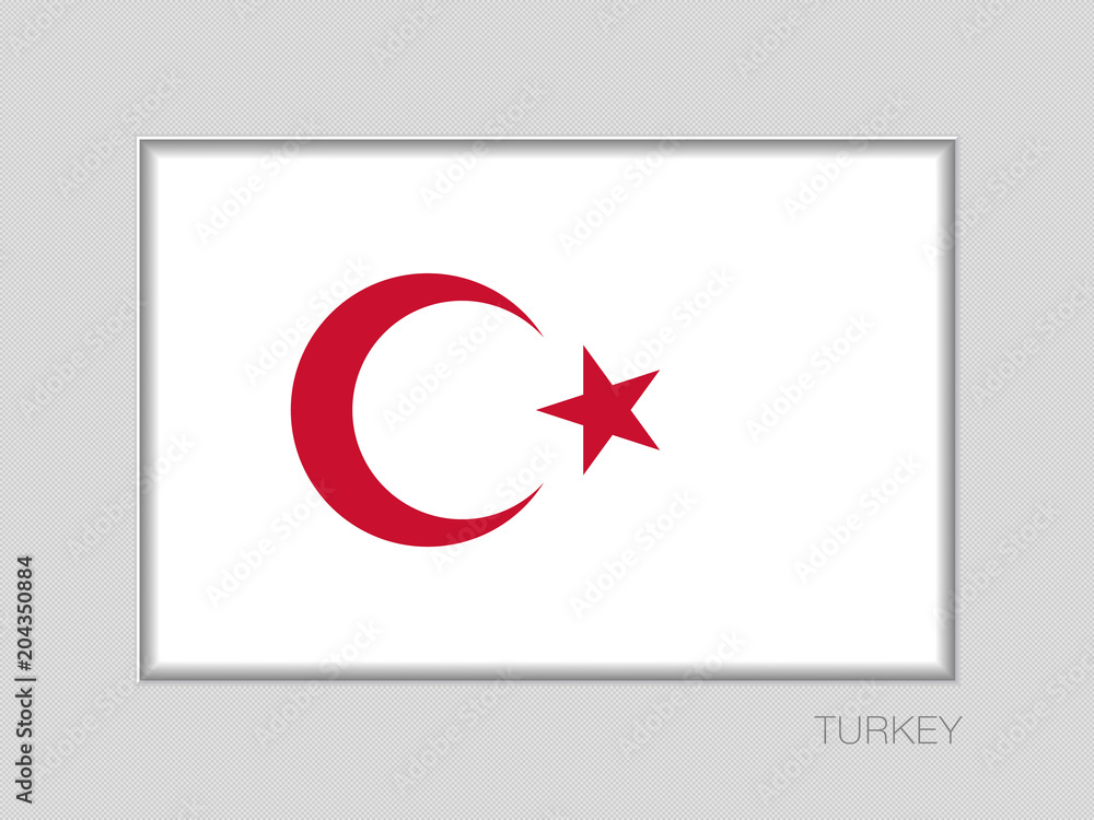 White Turkish Flag with Red Crescent and Star. National Ensign Aspect Ratio 2 to 3 on Gray White Turkish Flag with Red Crescent and Star. National Ensign Aspect Ratio 2 to 3 on Gray