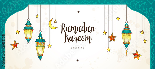 Vector card for Ramadan Kareem greeting.