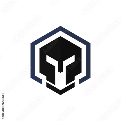 Helmet of Knight logo. Armor icon. Warrior symbol. Vector eps 08.