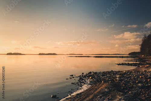 Fototapeta Naklejka Na Ścianę i Meble -  Lake at calm day in Finland