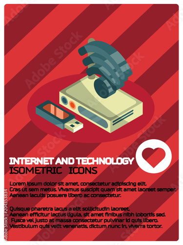 Internet and technology color isometric poster