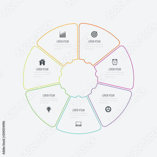 Infographics template 7 options with circle