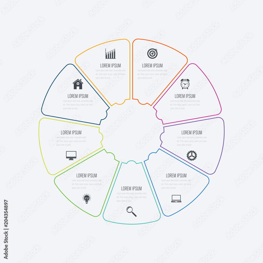 Infographics template 9 options with circle Infographics template 9 options with circle