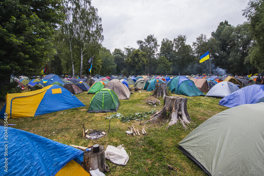 Tent camp at the Ukrainian music festival