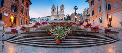 Rome. Panoramic cityscape image of Spanish Steps in Rome, Italy during sunrise.