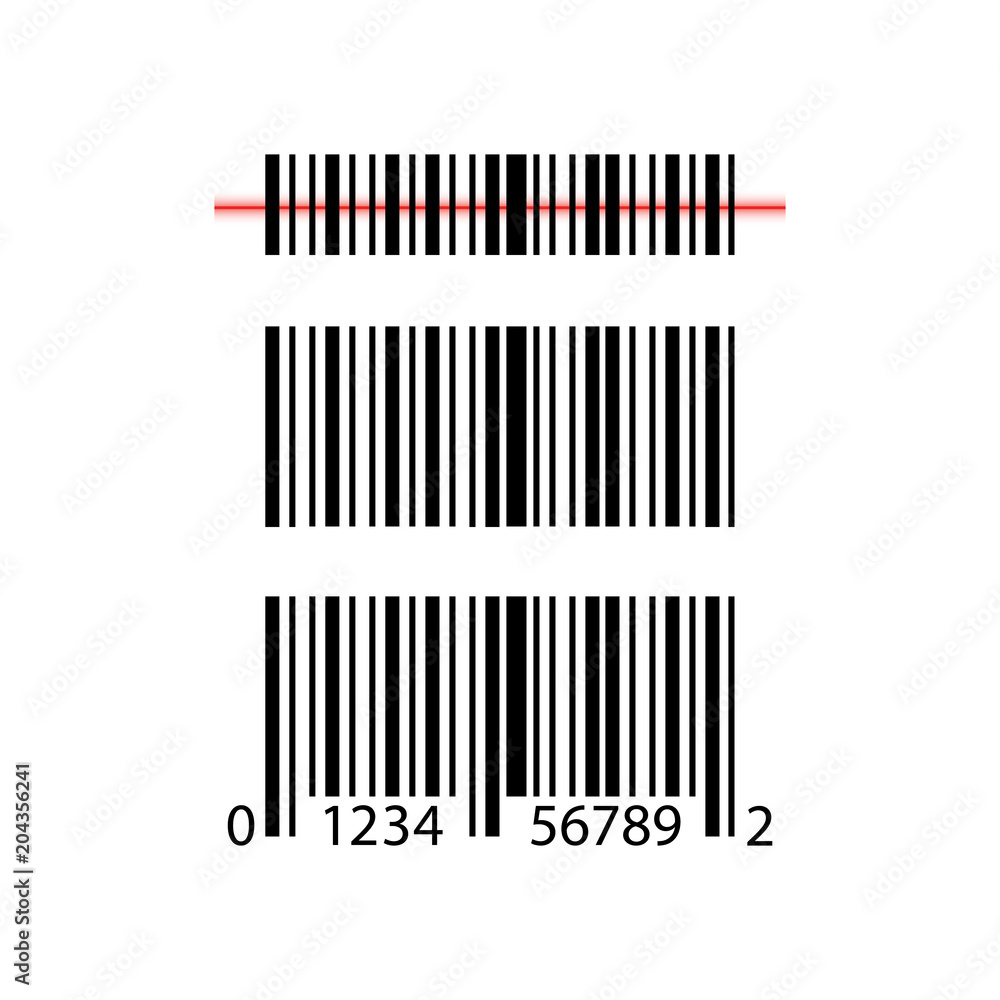 Set, collection of barcode icons isolated on white background. Set, collection of barcode icons isolated on white background.