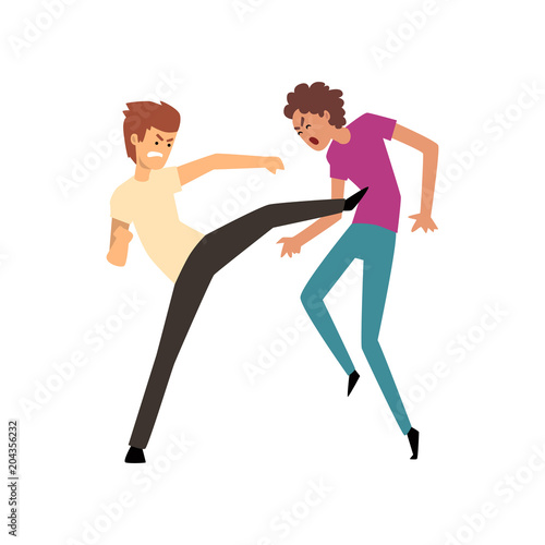 Two aggressive men fighting vector Illustration on a white background