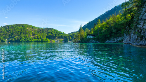 Lake Wolfgangsee on a sunny spring morning