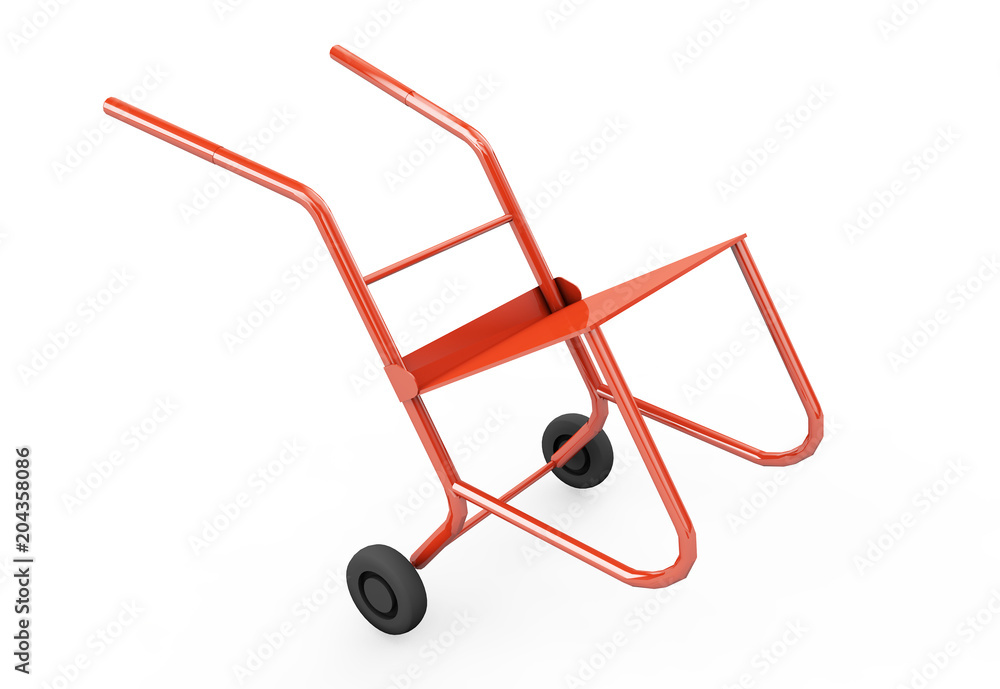 Wheelbarrow close-up on a white. 3d render image. Wheelbarrow close-up on a white. 3d render image.