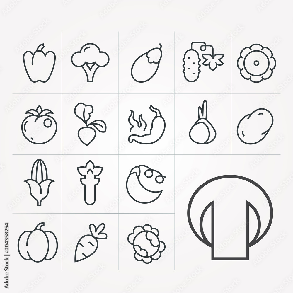 Set of icons with vegetables Set of icons with vegetables
