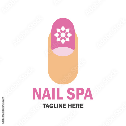 nail salon manicure pedicure logo with text space for your slogan / tagline, vector illustration