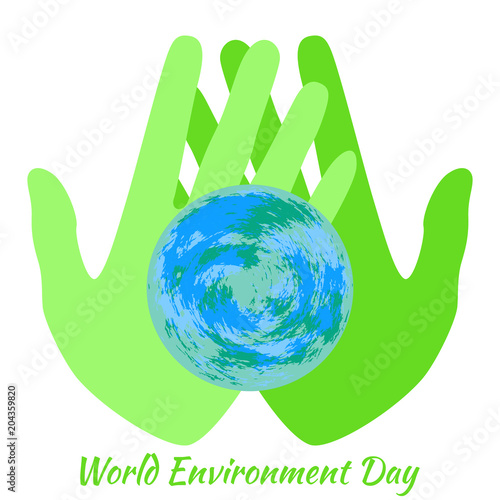 World Environment Day. Hands holding a Earth. photo