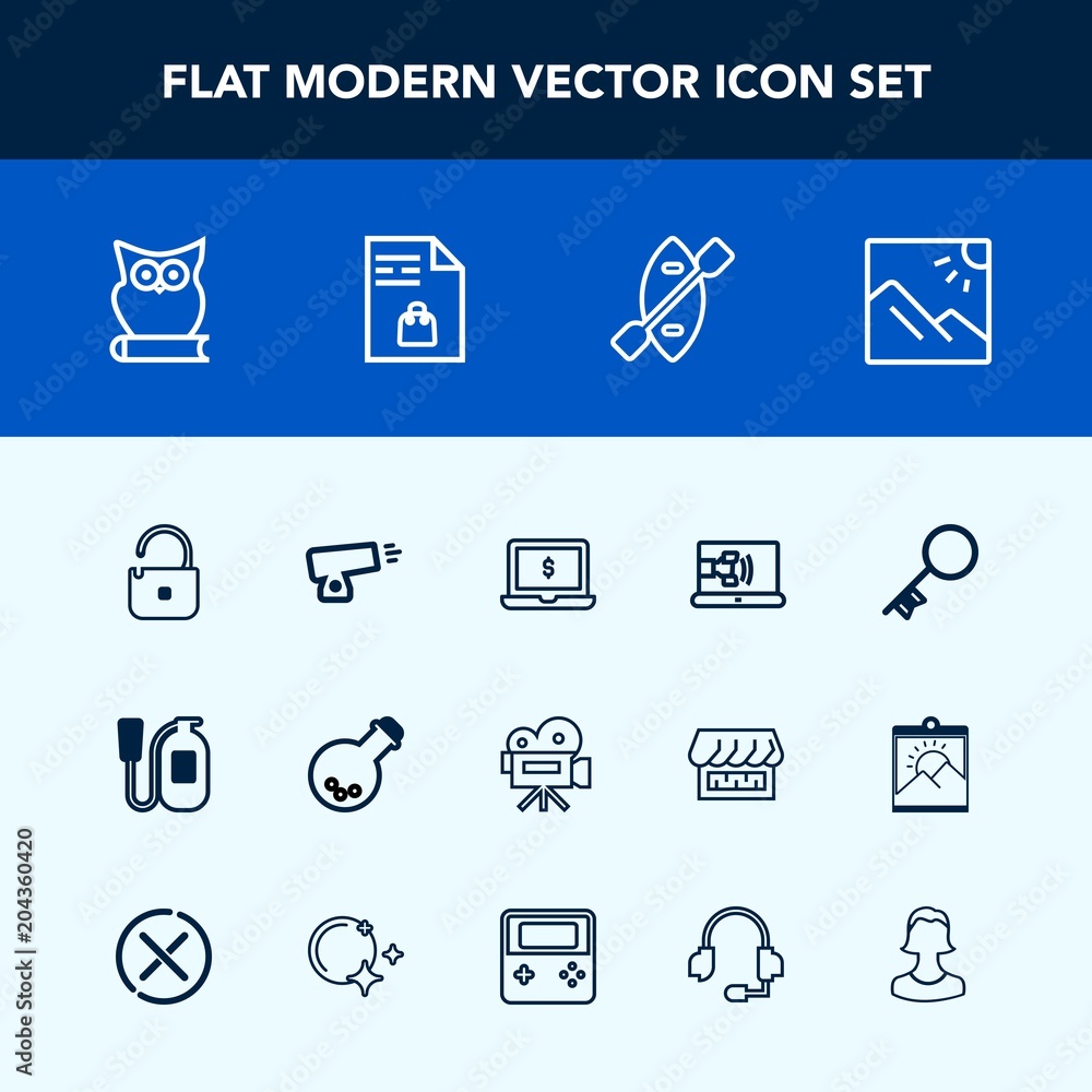 Modern, simple vector icon set with travel, protection, canoe, paddle, tool, notebook, emergency, boat, call, safety, communication, sign, door, owl, medicine, photography, internet, photo, gun icons Modern, simple vector icon set with travel, protection, canoe, paddle, tool, notebook, emergency, boat, call, safety, communication, sign, door, owl, medicine, photography, internet, photo, gun icons