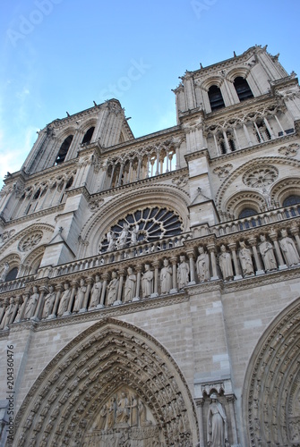 Notre Dame de Paris Front Elevation Looking Up