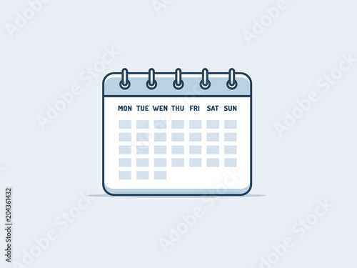 Calendar icon in mono line art style vector illustration