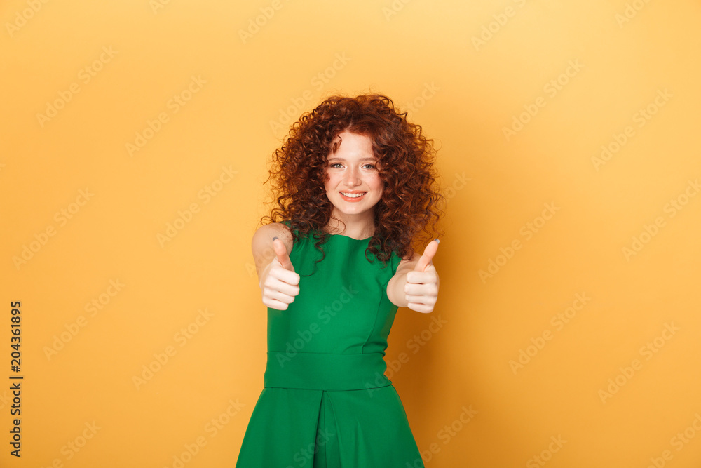 Portrait of a smiling curly redhead woman Portrait of a smiling curly redhead woman