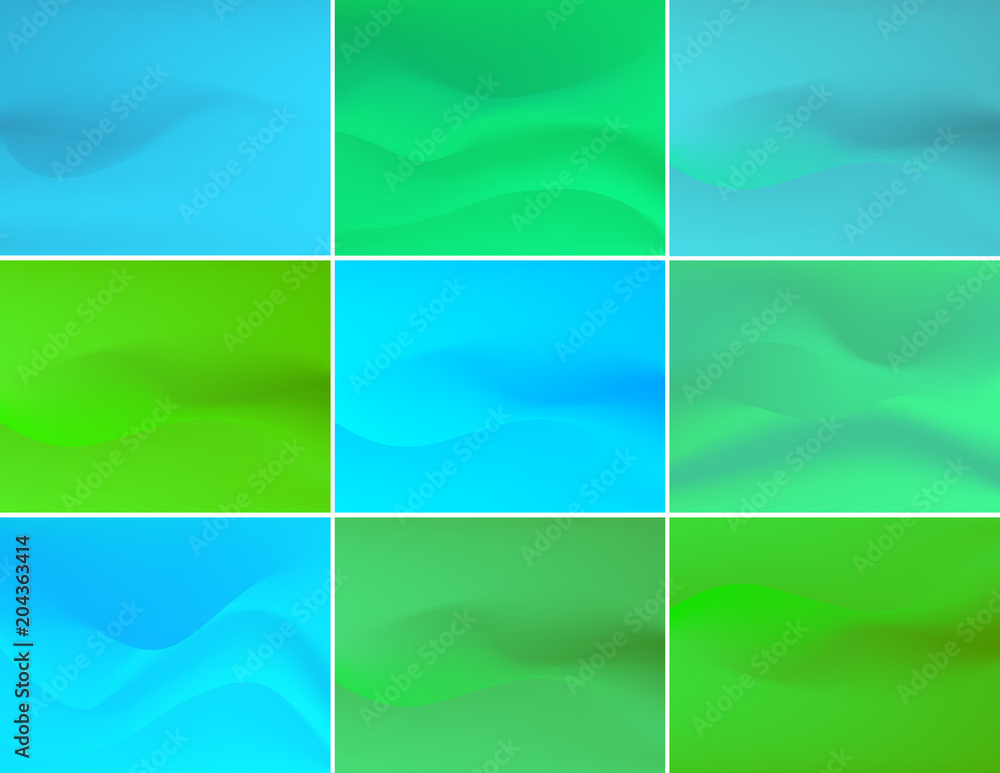 Set of simple sparse soft wavy and 3d effect backgrounds.