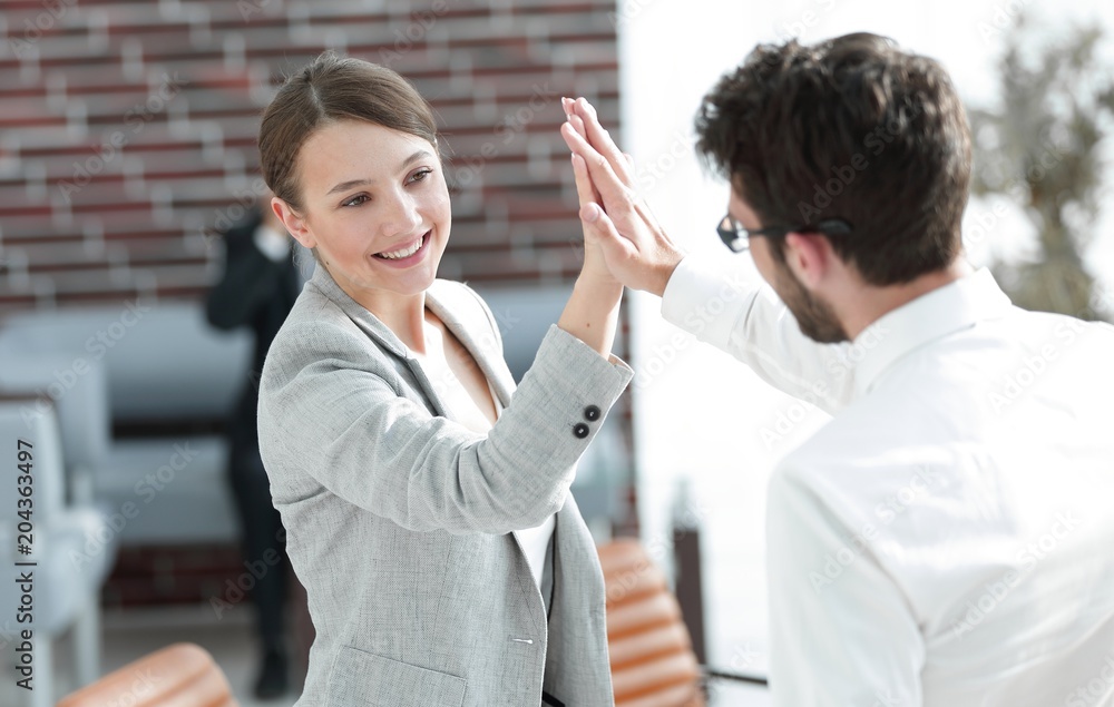 business colleagues to show their victory business colleagues to show their victory