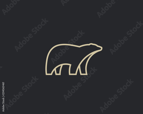 Polar bear linear logo. Animal vector logotype