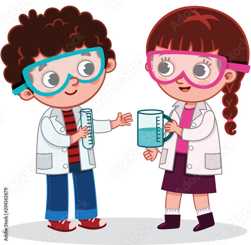 Vector Illustration of Two Science Students
