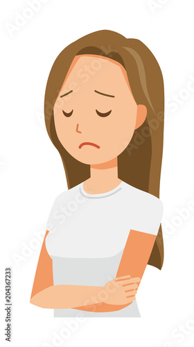 A long hair young woman is depressed