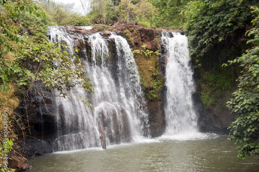 Banlung Cambodia, Ka Chanh waterfall in dry season a popular picnic spot