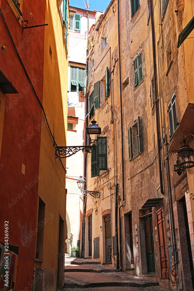 SanRemo, picturesque narrow street in old town