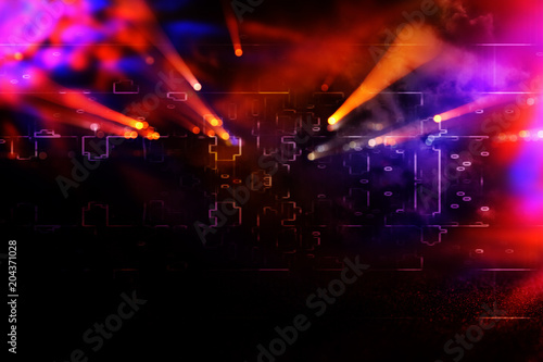 Futuristic retro background of the 80 s retro style. Digital or Cyber Surface. neon lights and geometric pattern