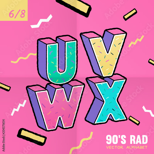 The 90's Rad. 90's style vector alphabet.