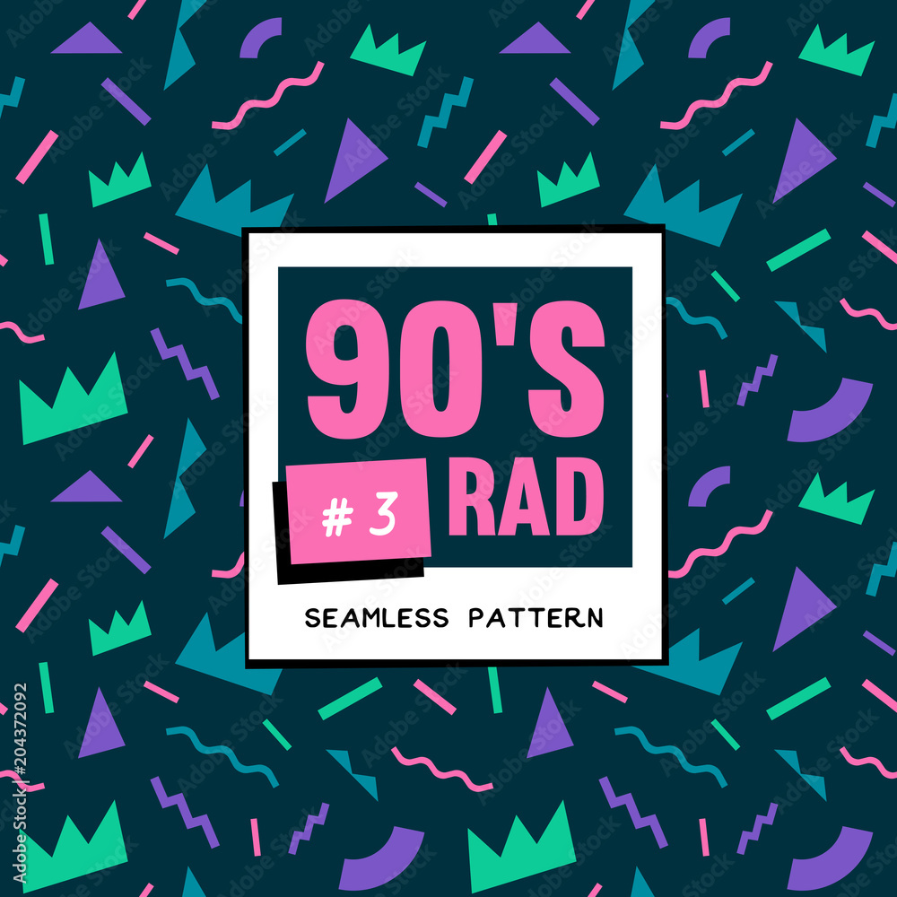 The 90's Rad. 90's style seamless pattern.