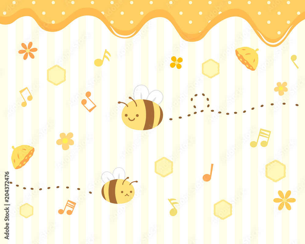 かわいいミツバチと背景のイラスト Stock Vector Adobe Stock