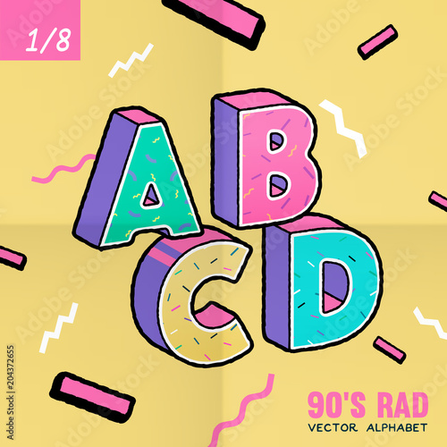 The 90's Rad. 90's style vector alphabet.