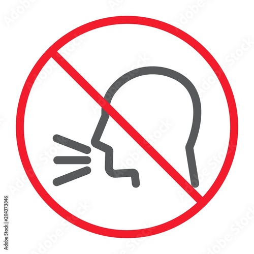 Keep silence line icon, prohibition and forbidden, no sound sign vector graphics, a linear pattern on a white background, eps 10.