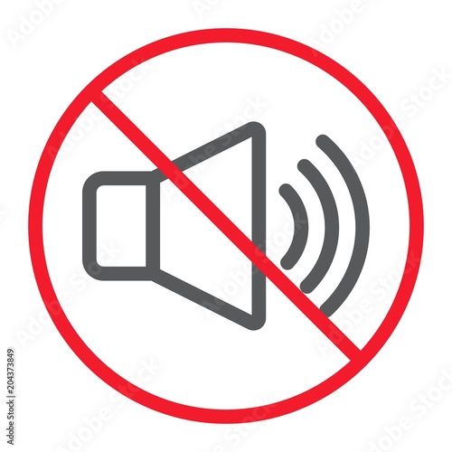 No sound line icon, prohibition and forbidden, no noise sign vector graphics, a linear pattern on a white background, eps 10.
