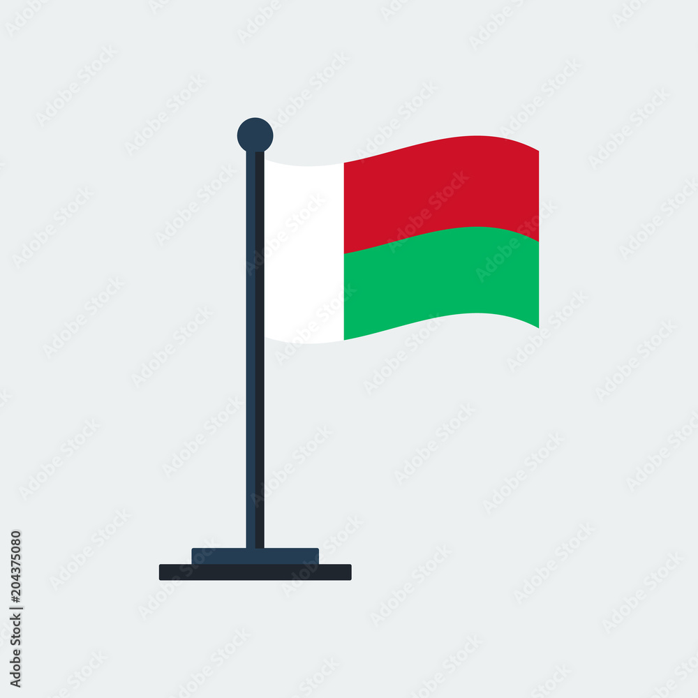 Flag Of Madagascar.Flag Stand. Vector Illustration Flag Of Madagascar.Flag Stand. Vector Illustration