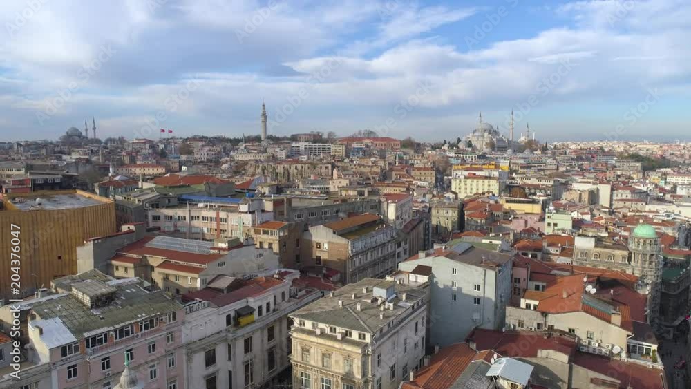 Aerial drone shot of sunny day in Istanbul, Turkie. From above, city centre, downtown. Bosphorus. Aerial drone shot of sunny day in Istanbul, Turkie. From above, city centre, downtown. Bosphorus.