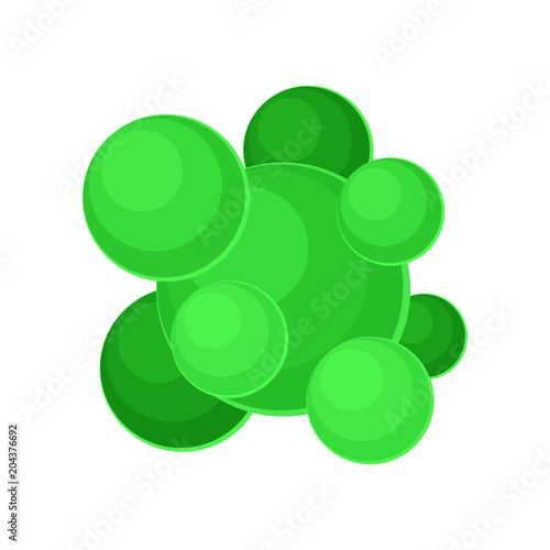 Structure of staphylococcus aureus bacteria under microscope. Green disease-causing microorganism. Flat vector for medical flyer or infographic