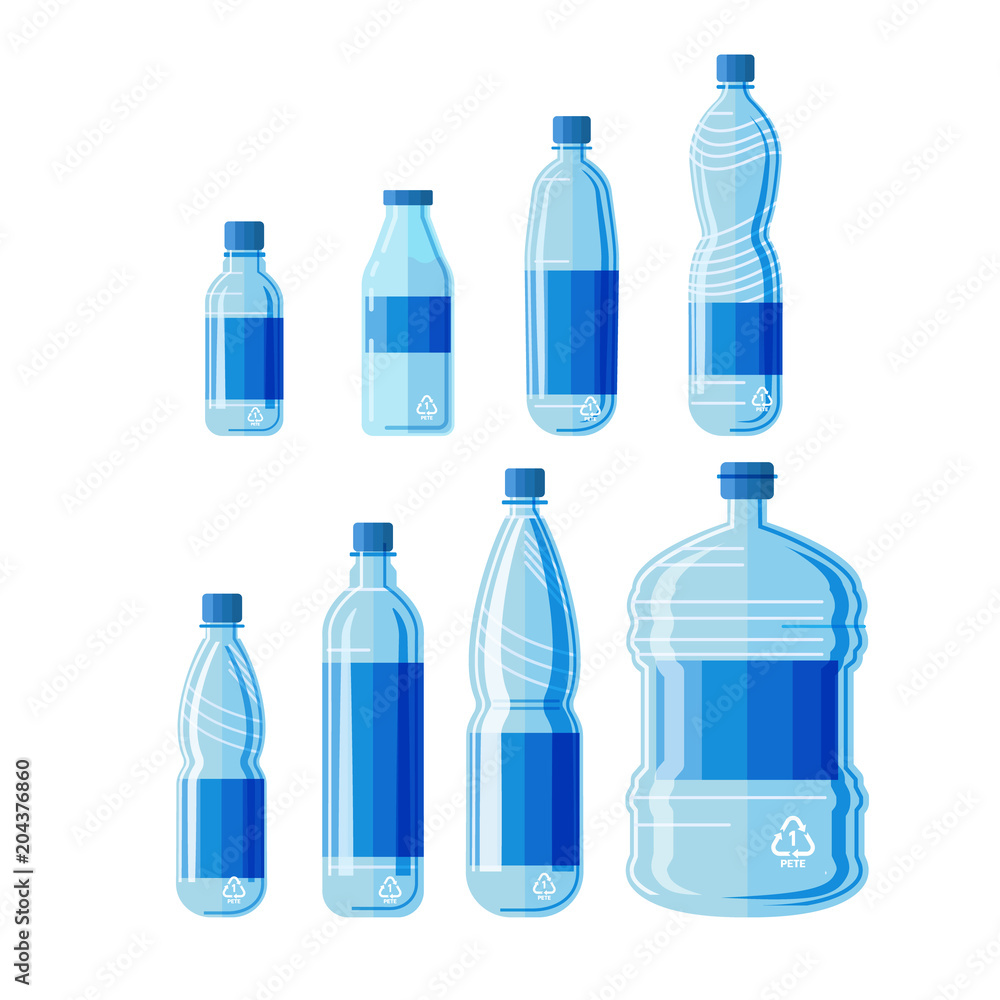 Plastic bottles set on white background. Plastic bottles set on white background.