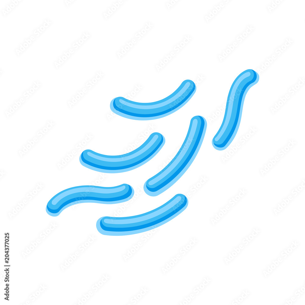Blue salmonella bacteria. Flat vector icon related to microbiology and medicine theme. Element for infographic or educational book Blue salmonella bacteria. Flat vector icon related to microbiology and medicine theme. Element for infographic or educational book