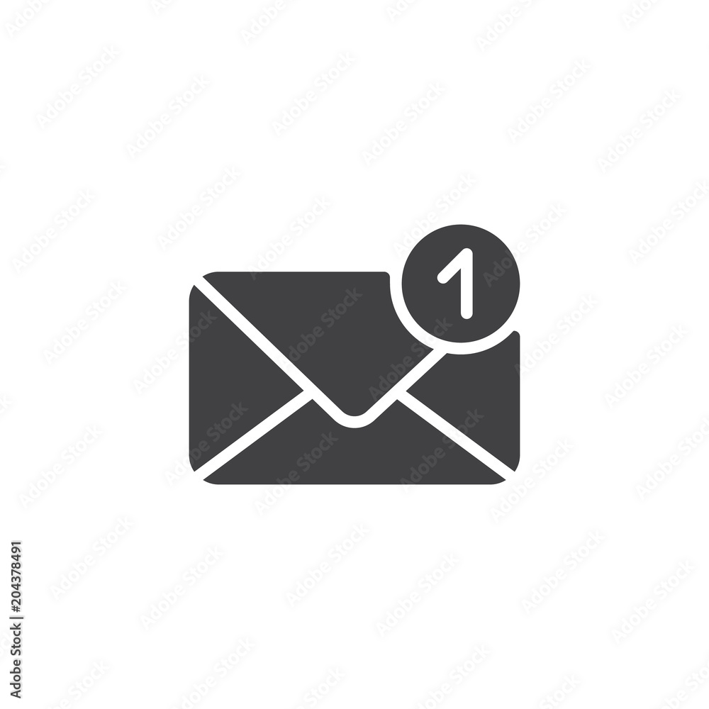 Email, one missed message outline icon vector icon. filled flat sign for mobile concept and web design. unread sms simple solid icon. Symbol, logo illustration. Pixel perfect vector graphics Email, one missed message outline icon vector icon. filled flat sign for mobile concept and web design. unread sms simple solid icon. Symbol, logo illustration. Pixel perfect vector graphics