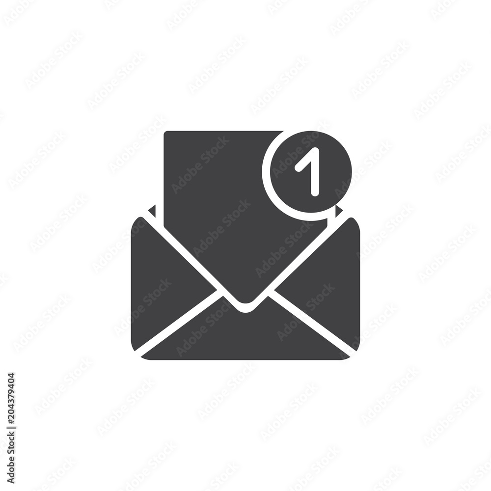 Open envelope with one message vector icon. filled flat sign for mobile concept and web design. receive mail simple solid icon. Symbol, logo illustration. Pixel perfect vector graphics Open envelope with one message vector icon. filled flat sign for mobile concept and web design. receive mail simple solid icon. Symbol, logo illustration. Pixel perfect vector graphics