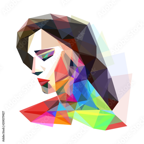Girl stylized colorful, vector