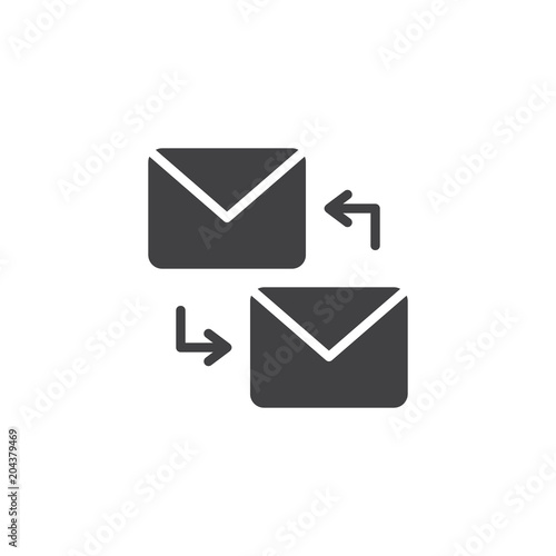 Exchange mail vector icon. filled flat sign for mobile concept and web design. Envelope with rotate arrows simple solid icon. Symbol, logo illustration. Pixel perfect vector graphics