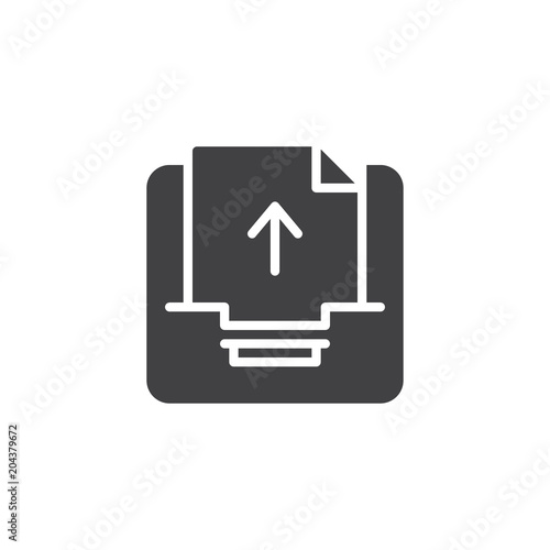 Outbox letter vector icon. filled flat sign for mobile concept and web design. Inbox tray send mail simple solid icon. Symbol, logo illustration. Pixel perfect vector graphics