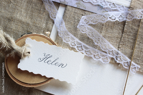 Wedding cards - the concept for the bride and groom. Horizontal. Top view.