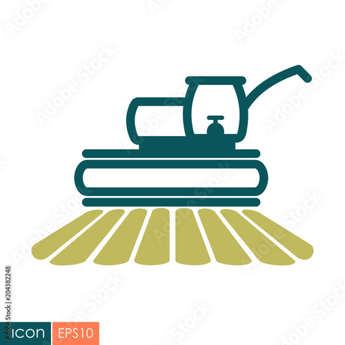 Combine harvester flat icon
