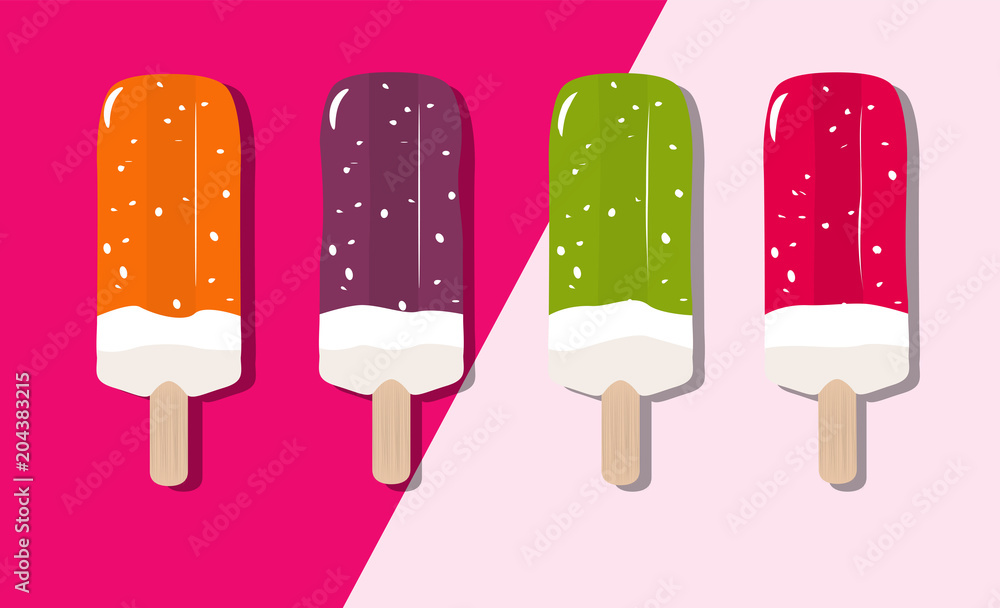 Different colors of fruit ice cream on a light background Different colors of fruit ice cream on a light background